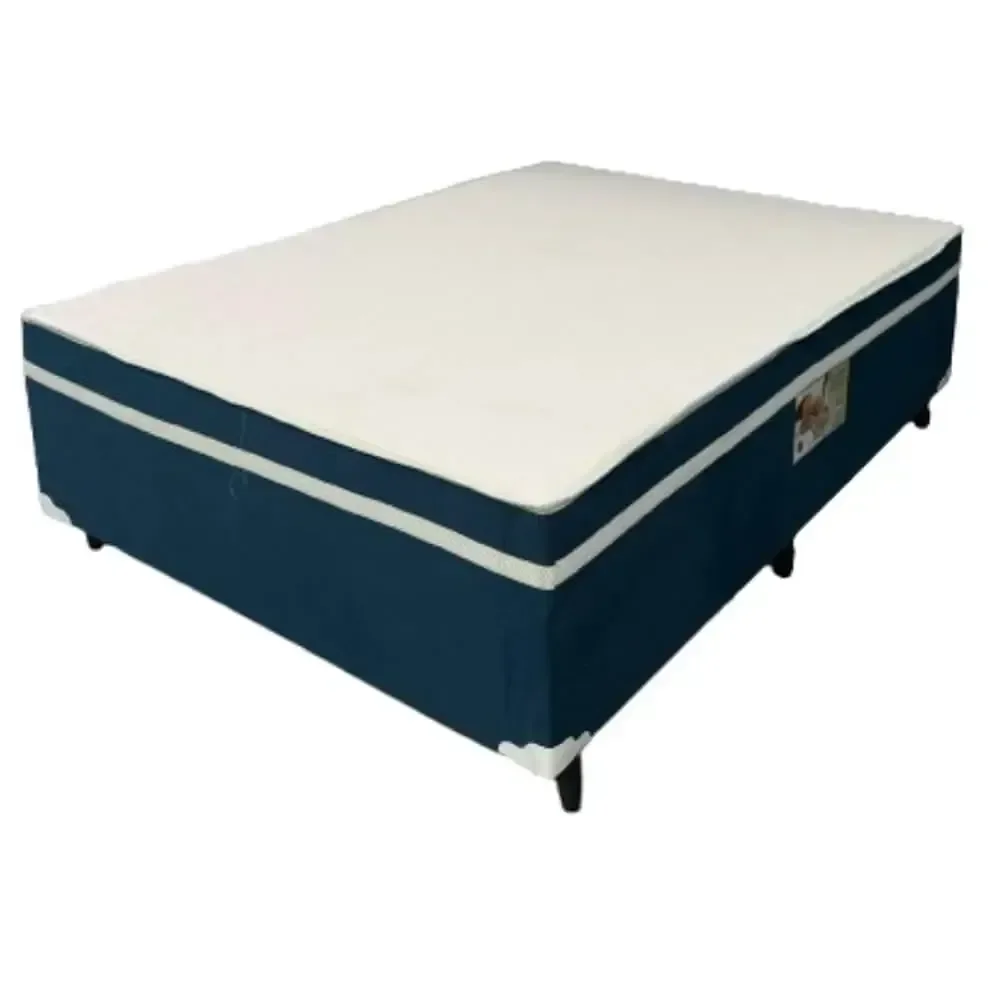 Ver imagem 1 de Cama Box Alto Nivel Casal com Molas Ensacadas 138x188x60cm Cor Azul