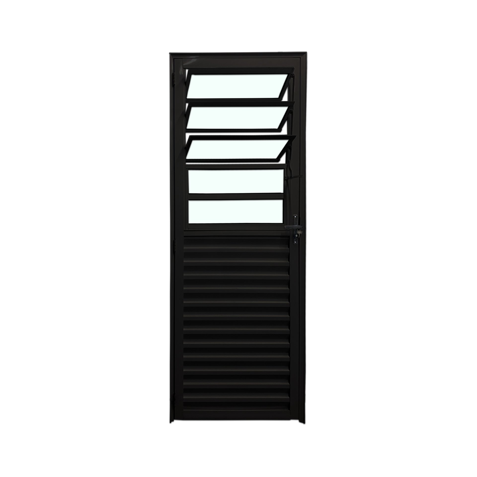 Porta Basculante Preto e 210x80 Linha 25 Esmeralda Vidro Liso