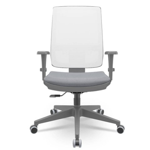 Cadeira Brizza Diretor Grafite Tela Branca Assento Vinil Cinza Base Relaxplax Piramidal - 66373