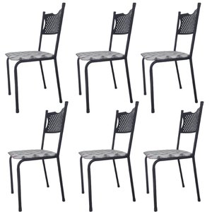 Kit 6 Cadeira para Cozinha Mc Tubular Almofadada Estrutura Preta com Assento Captone Medcombo