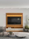 Ver imagem 7 de Conjunto Modular 180cm Rack com Painel Ripado Ouro Preto Linea Brasil - Nature/off White