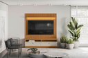 Ver mais imagens de Conjunto Modular 180cm Rack com Painel Ripado Ouro Preto Linea Brasil - Nature/off White
