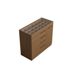 Cômoda com Porta Jóias Mostrador de Vidro Sevilha 1 Porta 5 Gavetas Atacama - Aramoveis - 2