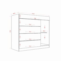 Cômoda com Porta Jóias Mostrador de Vidro Sevilha 1 Porta 5 Gavetas Atacama - Aramoveis - 4
