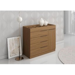 Cômoda com Porta Jóias Mostrador de Vidro Sevilha 1 Porta 5 Gavetas Atacama - Aramoveis - 1