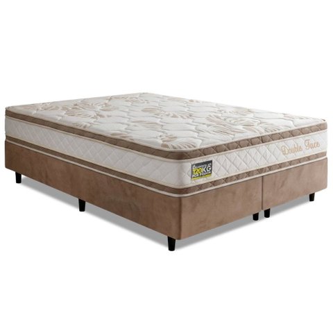Cama Box Queen Molas Ensacadas D33 Double Face 158x198x65cm Hellen - Suporta até 120 kg por Pessoa