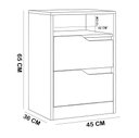 Ver imagem 5 de Kit 02 Mesas de Cabeceira Moderna 2 Gavetas 1 Nicho Lody A04 Flex Branco Freijó - Lyam Decor