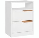 Ver imagem 7 de Kit 02 Mesas de Cabeceira Moderna 2 Gavetas 1 Nicho Lody A04 Flex Branco Freijó - Lyam Decor