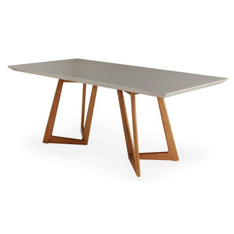 Mesa de Jantar Retangular Madeira Tampo Laqueado com Vidro - Olimpo:220x110cm