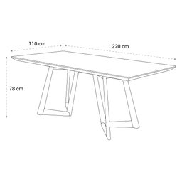 Mesa de Jantar Retangular Madeira Tampo Laqueado com Vidro - Olimpo:220x110cm - 3
