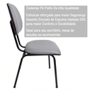 Ver imagem 4 de Cadeira Fixa Cinza Secretaria Pé Palito Estofado em Couro Sintético
