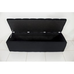 Puf Baú Estofado Casal Tamanho de 140x40x45cm Preto - Tecido em Veludo Suede Liso - Alta Qualidade - 2