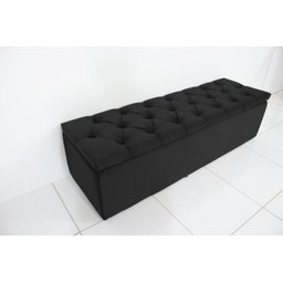 Puf Baú Estofado Casal Tamanho de 140x40x45cm Preto - Tecido em Veludo Suede Liso - Alta Qualidade - 3