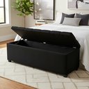 Ver imagem 1 de Puf Baú Estofado Casal Tamanho de 140x40x45cm Preto - Tecido em Veludo Suede Liso - Alta Qualidade