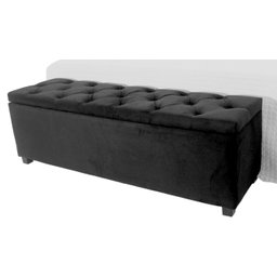 Puf Baú Estofado Casal Tamanho de 140x40x45cm Preto - Tecido em Veludo Suede Liso - Alta Qualidade - 1