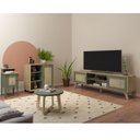 Ver imagem 1 de Conjunto Sala Rack P/ Tv até 75", Buffet Aparador 1 Porta, Mesa Centro e Apoio Carvalho/menta Charlo