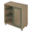 Ver imagem 2 de Conjunto Sala Rack P/ Tv até 75", Buffet Aparador 1 Porta, Mesa Centro e Apoio Carvalho/menta Charlo