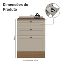 Ver imagem 3 de Balcão de Cozinha 60 cm 3 Gavetas Rustic/Crema Vik Madesa