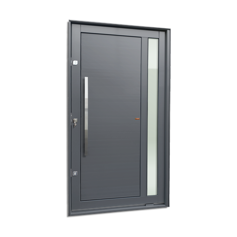 Porta Pivotante Alumínio Lambril Visione c/Pux.Esq. Elite Cinza 216x100 Brimak