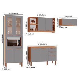 Cozinha Completa Modulada Tuboarte Larissa 100% Mdf com Balcão 9 Portas 3 Gavetas e Adega - 4