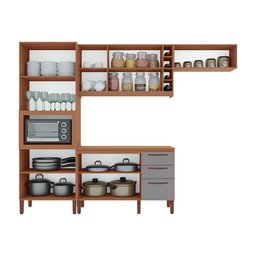 Cozinha Completa Modulada Tuboarte Larissa 100% Mdf com Balcão 9 Portas 3 Gavetas e Adega - 5