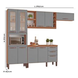 Cozinha Completa Modulada Tuboarte Larissa 100% Mdf com Balcão 9 Portas 3 Gavetas e Adega - 3