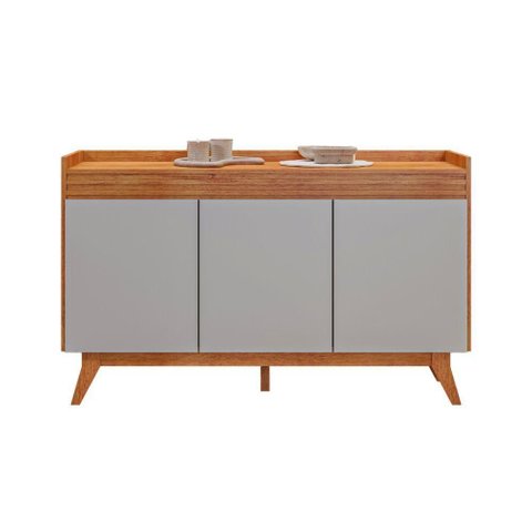 Buffet Aparador Sala de Jantar Estar 3 Portas Ibiza 3 Portas Mel com Off White
