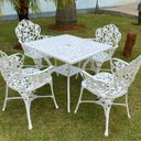 Ver imagem 3 de Conjunto de Jardim e Piscina com Mesa Quadrada 4 Cadeiras Aluminio e Guarda Sol