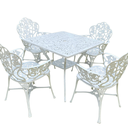Ver imagem 4 de Conjunto de Jardim e Piscina com Mesa Quadrada 4 Cadeiras Aluminio e Guarda Sol