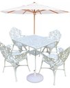 Ver imagem 1 de Conjunto de Jardim e Piscina com Mesa Quadrada 4 Cadeiras Aluminio e Guarda Sol