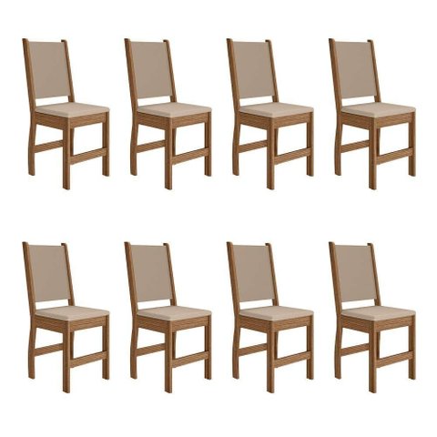 Kit 8 Cadeiras de Jantar Clara MDF Courino Bege Pallazio