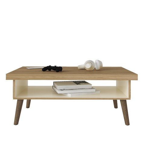 Mesa de Centro Lucca Artely - Off White com Carvalho