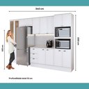 Ver imagem 7 de Cozinha Milla Mood One 14 Portas 3 Gavetas MDF 340cm Branco Móveis Carraro