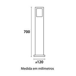 Poste Balizador Germany Garten 70cm E27 Bivolt Preto Fosco - 3