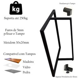 Bases de Mesa Estilo Industrial Modelo T 75x60cm Kit C/2un - Branco - 6