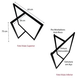 Pes de Mesa Estilo Industrial Modelo T 75x60cm Kit C/2un - Branco - 5