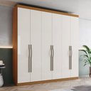 Ver imagem 1 de Guarda-Roupa Casal 6 Portas e 2 Gavetas Dominic com Corrediças Telescópicas Off White/Cinamomo