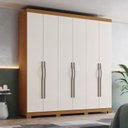 Ver mais imagens de Guarda-Roupa Casal 6 Portas e 2 Gavetas Dominic com Corrediças Telescópicas Off White/Cinamomo