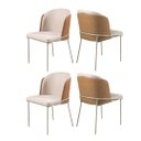 Ver imagem 1 de Conjunto 4 Cadeiras de Jantar Aurora no Linho Cru e Metal Champanhe