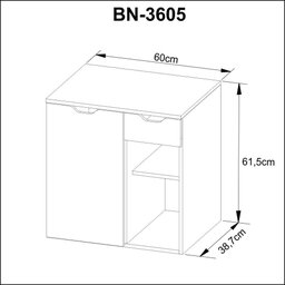 Balcão Gabinete para Banheiro Suspenso 60cm com 1 Gaveta e 1 Porta Bn3605 Mármore Branco - Tecno - 4 Balcão Gabinete para Banheiro Suspenso 60cm com 1 Gaveta e 1 Porta Bn3605 Mármore Branco - Tecno - 4