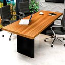 Ver imagem 1 de Mesa de Reunião 160x80cm Tampo Freijó Pés em Preto Cor:freijó com Preto