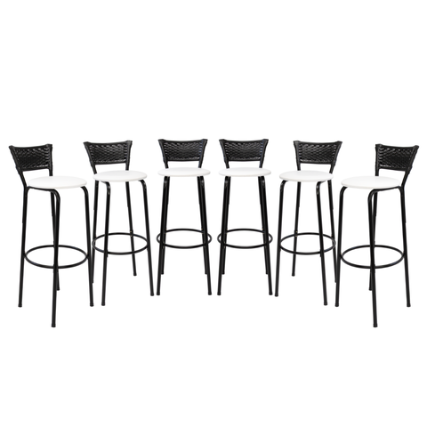 Kit 6 Cadeiras Alta 80cm para Balcão Ilha Bancada Área Gourmet Bar Piscina Banqueta Itagold