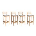 Ver imagem 2 de Kit 4 Banquetas Madeira Mel Bandada com Encosto Palha Rattan:Mel com Linho Prata