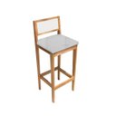 Ver imagem 4 de Kit 4 Banquetas Madeira Mel Bandada com Encosto Palha Rattan:Mel com Linho Prata