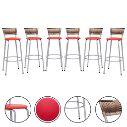 Kit 6 Banqueta Bistro para Cozinha Junco Cappuccino Àrea Gourmet Balcão Bancada bares Churrasqueira - 1