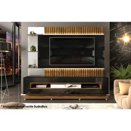 Estante P/sala até 65 Pol Solare C/luminária e Pés 210x190cm Marroquim/off White - Dj Móveis - 4