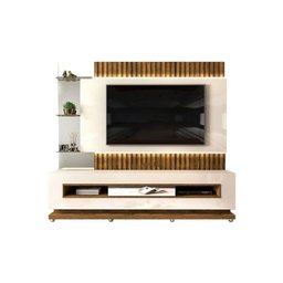 Estante P/sala até 65 Pol Solare C/luminária e Pés 210x190cm Marroquim/off White - Dj Móveis - 8