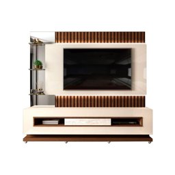 Estante P/sala até 65 Pol Solare C/luminária e Pés 210x190cm Marroquim/off White - Dj Móveis - 1