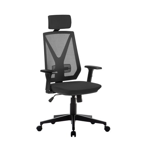 Cadeira Escritório Presidente Home New Backsystem Rhodes com Apoio de Cabeça Braço Jetta 2D Preto