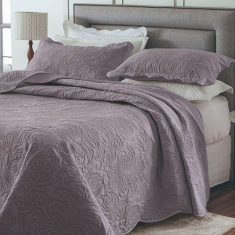 Cobre Leito Colcha Casal Queen Pratika Dupla Face 03 Peças - Lavanda - 100% Poliéster